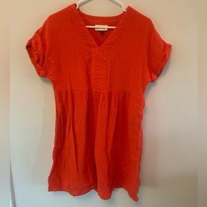 Orange Short Sleeved Tunic Dress
